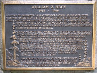 William Z. Hegy Marker image. Click for full size.