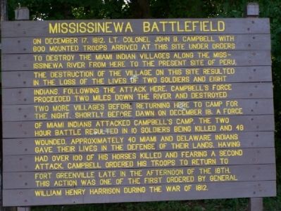 Mississinewa Battlefield Marker image. Click for full size.