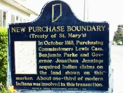 Close up of New Purchase Boundary (Treaty of St. Mary's) Marker. Click for full size. Close up of New Purchase Boundary (Treaty of St. Mary's) Marker image. Click for full size.