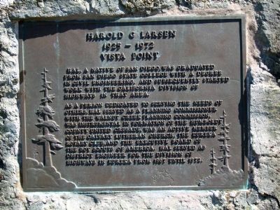 Harold G Larsen Vista Point Marker. Click for full size. Harold G Larsen Vista Point Marker image. Click for full size.