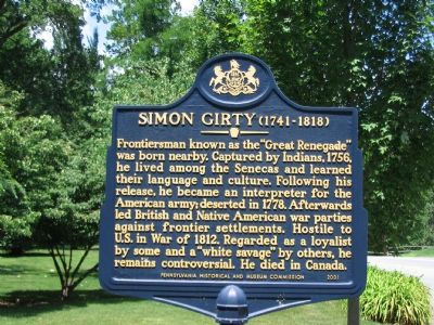 Simon Girty (1741-1818) Marker. Click for full size. Simon Girty (1741-1818) Marker image. Click for full size.