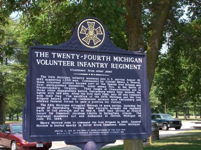 Back of the Iron Brigade Marker (The Twenty-Fourth Michigan Volunteer Infantry Regiment) image. Click for full size.