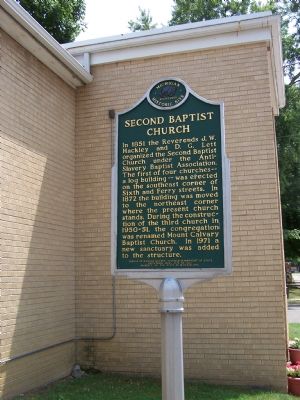 Second Baptist Church Marker. Click for full size. Second Baptist Church Marker image. Click for full size.