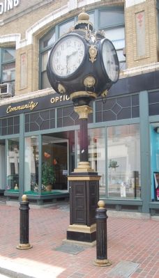 Marker located at base of clock tower on Central Street image. Click for full size.
