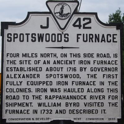 Spotswood’s Furnace Marker. Click for full size. Spotswood’s Furnace Marker image. Click for full size.
