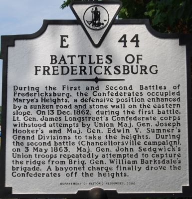 Battles of Fredericksburg Marker. Click for full size. Battles of Fredericksburg Marker image. Click for full size.