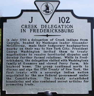 Creek Delegation in Fredericksburg Marker image. Click for full size.