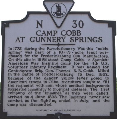 Camp Cobb at Gunnery Springs Marker image. Click for full size.