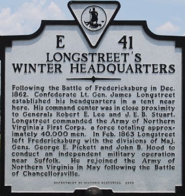 Longstreet's Winter Headquarters Marker image. Click for full size.