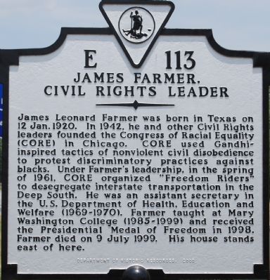 James Farmer, Civil Rights Leader Marker image. Click for full size.
