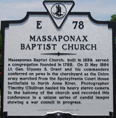 Massaponax Baptist Church Marker image. Click for full size.