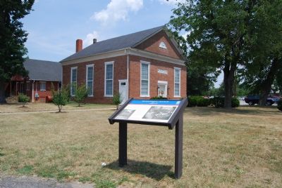 Marker in front of church image. Click for full size.