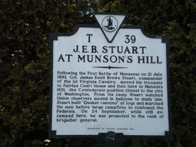 J.E.B. Stuart at Munson's Hill Marker. Click for full size. J.E.B. Stuart at Munson's Hill Marker image. Click for full size.