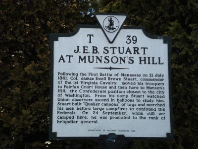 J.E.B. Stuart at Munson's Hill Marker image. Click for full size.