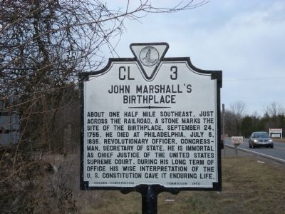 John Marshall's Birthplace Marker image. Click for full size.
