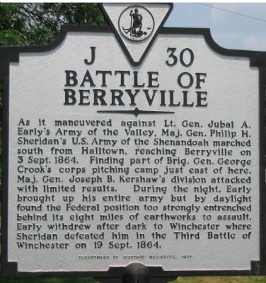 Battle of Berryville Marker image. Click for full size.