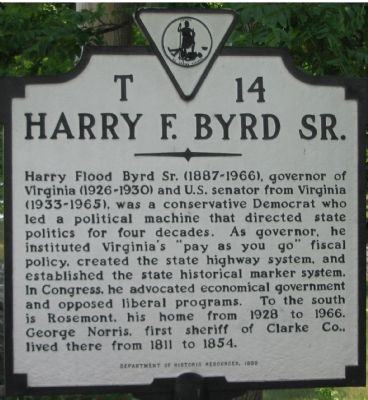 Harry F. Byrd Sr. Marker image. Click for full size.