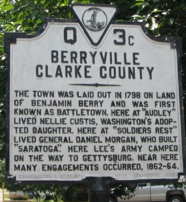 Berryville Clarke County Marker. Click for full size. Berryville Clarke County Marker image. Click for full size.