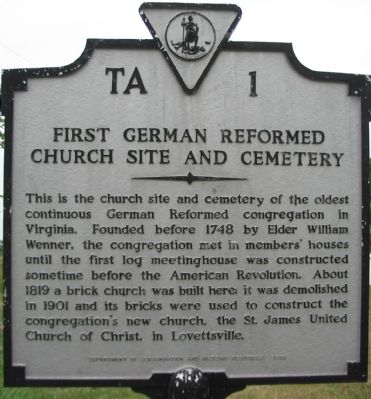 First German Reformed Church Site and Cemetery Marker image. Click for full size.