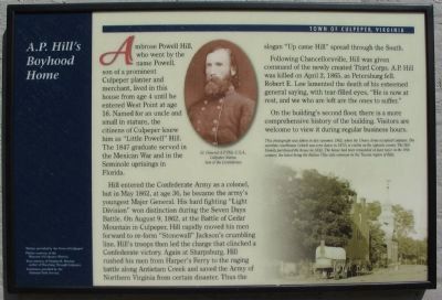 A.P. Hill's Boyhood Home Marker image. Click for full size.