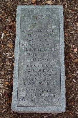 War of 1812 Soldiers Buried in Sixth Street Cemetery Marker image. Click for full size.