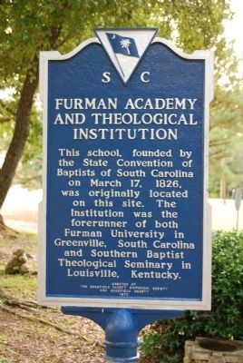 Furman Academy and Theological Institute Marker image. Click for full size.