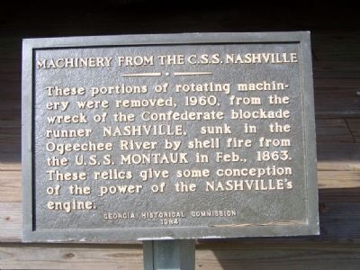 Machinery From The C.S.S. Nashville Marker. Click for full size. Machinery From The C.S.S. Nashville Marker image. Click for full size.