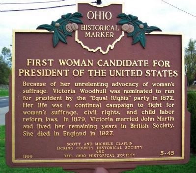 First Woman Candidate for President of the United States Marker image. Click for full size.