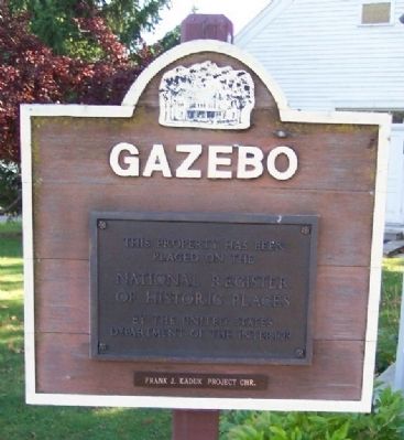 The former sign holding the Gazebo's National Register plaque image. Click for full size.