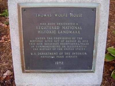 Thomas Wolfe House National Historic Landmark Marker. Click for full size. Thomas Wolfe House National Historic Landmark Marker image. Click for full size.