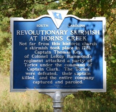 Revolutionary Skirmish at Horns Creek Marker image. Click for full size.