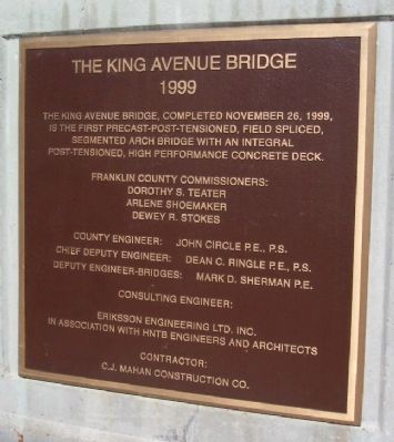 The King Avenue Bridge 1999 Marker image. Click for full size.