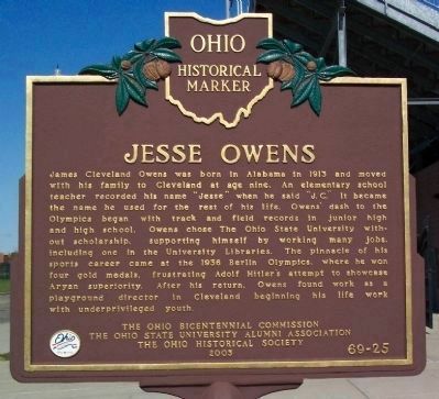 Jesse Owens Marker </b>(front). Click for full size. Jesse Owens Marker </b>(front) image. Click for full size.