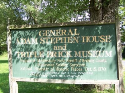 General Adam Stephen House and Triple Brick Museum Marker image. Click for full size.