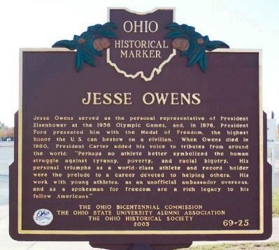 Jesse Owens Marker </b>(back). Click for full size. Jesse Owens Marker </b>(back) image. Click for full size.