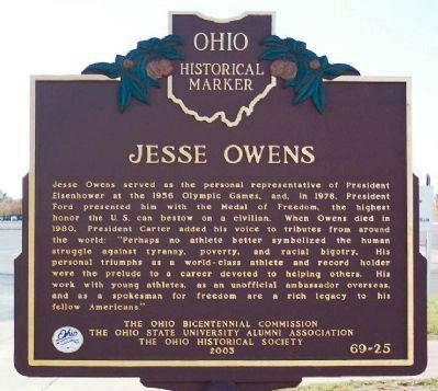 Jesse Owens Marker </b>(back) image. Click for full size.