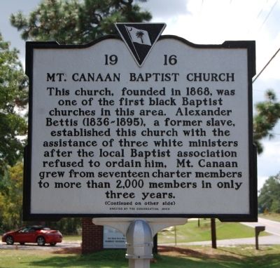 Mt. Canaan Baptist Church Marker - Front image. Click for full size.