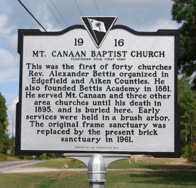 Mt. Canaan Baptist Church Marker - Reverse image. Click for full size.