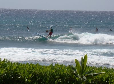 Surfers Just Beyond the Kihāhouna Heiau Perimeter image. Click for full size.