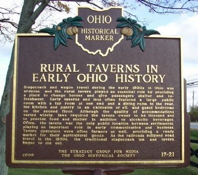 Rural Taverns in Early Ohio History Marker (side B) image. Click for full size.
