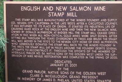 English and New Salmon Mine Stamp Mill Marker image. Click for full size.