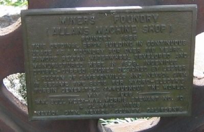 Miners Foundry – Allans Machine Shop Marker image. Click for full size.