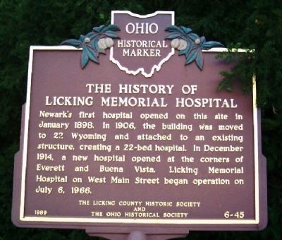 The History of Licking Memorial Hospital Marker image. Click for full size.