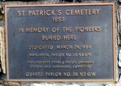 St. Patricks Cemetery Marker image. Click for full size.