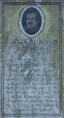Francis Wilkinson Pickens Marker image. Click for full size.
