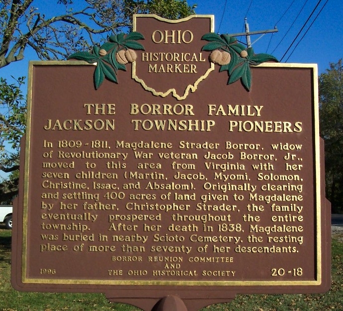 The Borror Family, Jackson Township Pioneers Marker