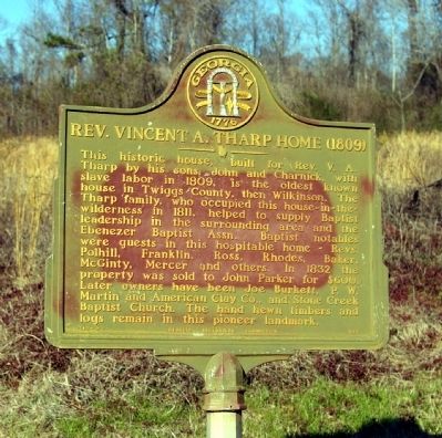 Rev. Vincent A. Tharp Home (1809) Marker image. Click for full size.