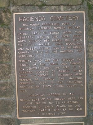Hacienda Cemetery Marker. Click for full size. Hacienda Cemetery Marker image. Click for full size.