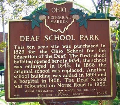 Deaf School Park Marker. Click for full size. Deaf School Park Marker image. Click for full size.