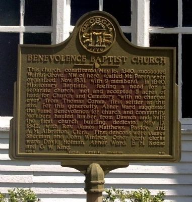 Benevolence Baptist Church Marker. Click for full size. Benevolence Baptist Church Marker image. Click for full size.